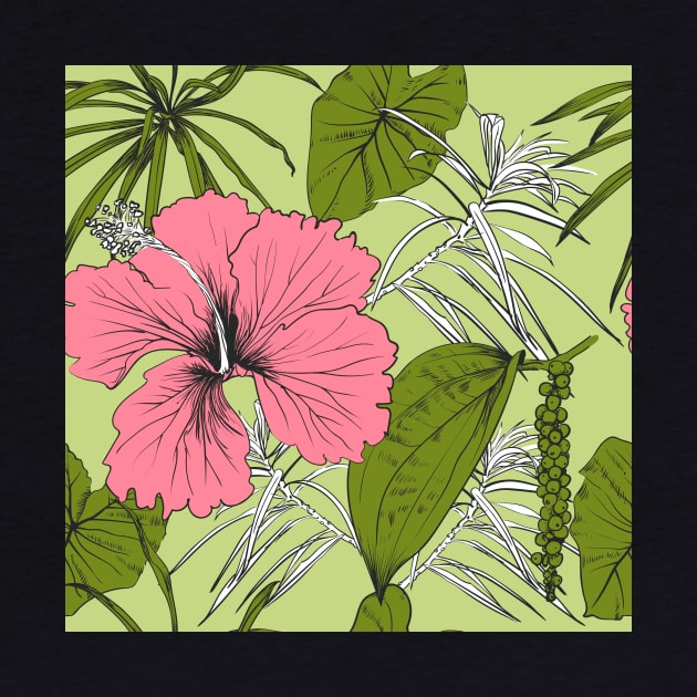 Tropical exotic flowers and leaves by Olga Berlet